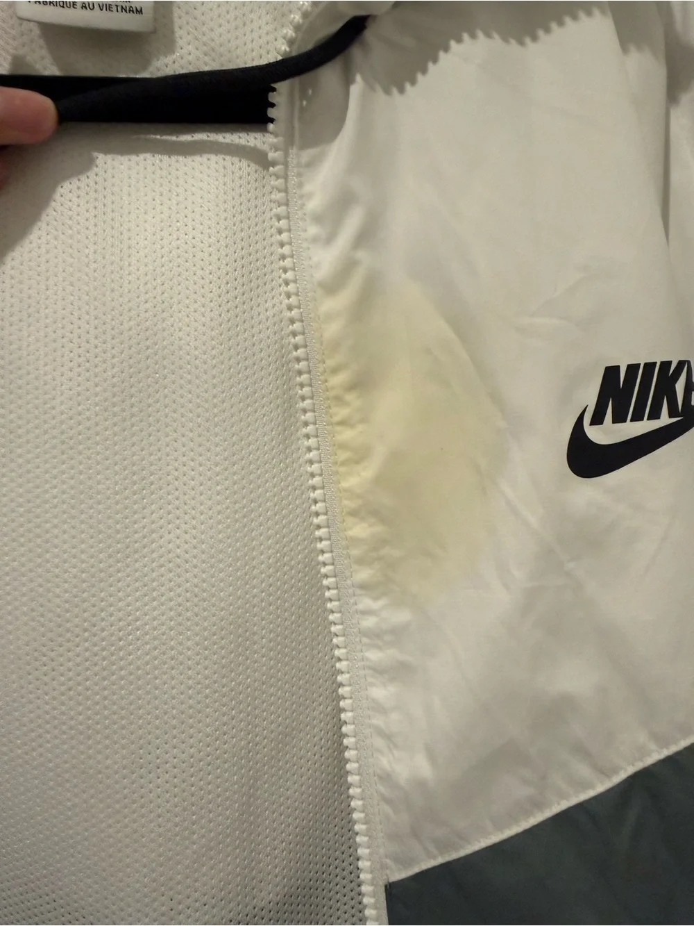 Nike Men’s White and Gray Hooded Windbreaker Jacket